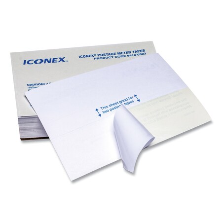Iconex Postage Meter Labels, Double Tape Strips, 4x5.5 - 1.75x5.5, Wht, PK300 5204